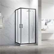 VECONI Душевой угол прямоугольный, двери раздвижные Rovigo RV-27B, 1200х800х1900, черный, стекло прозрачное RV27B-12080-01-C8