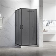 VECONI Душевой угол прямоугольный, двери раздвижные Rovigo RV-27B, 1100х900х1900, черный, стекло тонированное RV27B-11090-05-C8