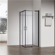 VECONI Душевой угол прямоугольный, двери раздвижные Rovigo RV-50B, 1000х900х1950, черный, стекло прозрачное RV50B-10090-01-C8