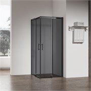 VECONI Душевой угол прямоугольный, двери раздвижные Rovigo RV-50B, 1200х800х1950, черный, стекло тонированное RV50B-12080-05-C8