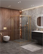 CEZARES Molveno Душевой уголок квадратный размер 120x120 см двери раздвижные профиль - брашированное золото / стекло - прозрачное MOLVENO-A-22-90+30-C-BORO-IV