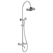 LEMARK Смеситель Pushkin LMF-8626B-C для ванны и душа с регулируемой высотой штанги и лейкой верхнего душа «Тропический дождь», хром LMF-8626B-C