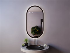 Зеркало с LED интерьерной подсветкой Miralls Alba 450*900, черная, деревянная рама 81279