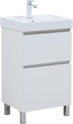 AQUANET Тумба с раковиной Вега 50 напольная белый глянец AQUANET-367327