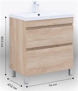 AQUANET Тумба с раковиной Нота New 75 дуб светлый AQUANET-345801