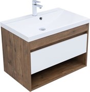 AQUANET Тумба с раковиной Тренд 75 цв. дуб рустикальный/белый сатин AQUANET-345810