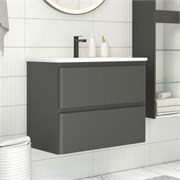 AQUANET Тумба с раковиной Эмбер 60 2 ящ. цв.черный матовый (раковина Urban) AQUANET-332504