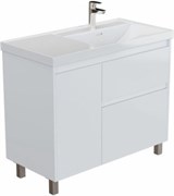 AQUANET Тумба под раковину Nova Lite 2.0 100 напольная, белый глянец, правая AQUANET-346340