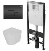 DK Комплект Унитаз подвесной безободковый (торнадо) D&amp;K Venice DT1026516, 515*355*365мм, сиденье микролифт, белый+Инсталляция рамная скрытого монтажа D&amp;K DI8055119, 550*100*1190мм, для подвесного унитаза, универсальная+Клавиша смыва D&amp;K Quadro DB1519025, DS1021612