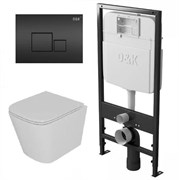 DK Комплект Унитаз подвесной безободковый (торнадо) D&amp;K Berlin DT1436516, 490*340*350мм, сиденье микролифт, белый+Инсталляция рамная скрытого монтажа D&amp;K DI8055119, 550*100*1190мм, для подвесного унитаза, универсальная+Клавиша смыва D&amp;K Quadro DB1519025, DS1431614