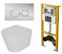 DK Комплект Унитаз подвесной безободковый (торнадо) D&amp;K Venice DT1026516, 515*355*365мм, сиденье микролифт, черный+Инсталляция рамная скрытого монтажа D&amp;K DI8050127, 500*117*1270мм, для подвесного унитаза, универсальная+Клавиша смыва D&amp;K Bayern DB1529001, DS1021614
