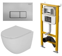 DK Комплект Унитаз подвесной безободковый D&amp;K Matrix DT1396016+Инсталляция рамная скрытого монтажа D&amp;K DI8050127, 500*117*1270мм, для подвесного унитаза+Клавиша смыва D&amp;K Rhein DB1499002, матовый хром DS1391626