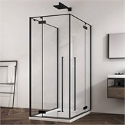 ABBER Eins Душевой уголок квадратный двери распашные размер 90x90 см, профиль - черный / стекло - прозрачное AG06099B
