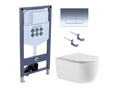 AQUATEK SET ЕВРОПА cmp016/023 (рама INS-0000023, клавиша KDI-0000016, крепеж KKI-0000002 +унитаз ЕВРОПА AQ1106-00 с тонким сиденьем sc) SET AQUATEK ЕВРОПА cmp016/023