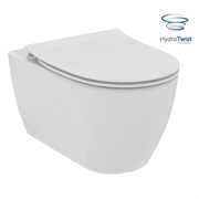 Ideal Standard I.life O Унитаз подвесной 35x53см, безободковый, смыв HydroTwist, крепление, сиденье soft-close. цвет: белый T568001 + T572401