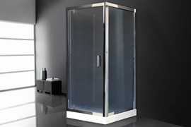 ROYAL BATH HV 90x90 Душевой уголок квадратный пристенный П-образный, стекло 6 мм рифленое, профиль алюминий  хром, дверь распашная