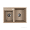 AQUATON Делия 78 Мойка для кухни двойная прямоугольная, литьевой мрамор, ширина 78 см - фото 123102