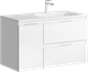 AQWELLA Accent КОМПЛЕКТ: Подвесная тумба с двумя ящиками и одной дверью в белом цвете, с раковиной из литьевого мрамора (чаша справа) - фото 179320