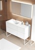 SANVIT ЛИРА Тумба напольная для ванной комнаты с раковиной со смещением, 4 выдвижных ящика, на металлической раме с открытием Push-To-Open - фото 231266