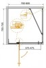 CEZARES Slider Душевой уголок прямоугольный двери распашные, профиль - хром / стекло - серое, размер 70х80 см, стекло 8 мм - фото 248557