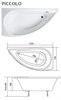 1MARKA Piccolo Ванна асимметричная пристенная размер 150х75 см, цвет белый - фото 259167