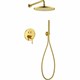 CEZARES Eco Душевой набор (встраиваемый смеситель с кнопочным управлением, верхний душш диаметр 25 см, ручной душ со шлангом, штуцером и держателем), брашированное золото - фото 261963