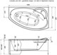 AQUANET Jersey Ванна акриловая асимметричная встраиваемая / пристенная размер 170x100 см с каркасом R, белый - фото 272739