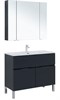 AQUANET Мебель для ванной напольная Алвита New 100 1 ящик, 2 дверцы, антрацит - фото 279023