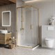 BELBAGNO Luce Душевой уголок квадратный размер 90x90 см профиль - золото / стекло - прозрачное, двери раздвижные, стекло 6 мм LUCE-A-2-90-C-ORO - фото 281974
