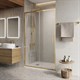 BELBAGNO Luce Душевая дверь в нишу ширина 120 см профиль - золото / стекло - прозрачное, двери раздвижные, стекло 6 мм LUCE-BF-1-120-C-ORO - фото 282470