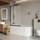 BELBAGNO Luce Шторка на ванну ширина 90 см профиль - черный / стекло - матовое, двери распашные, стекло 6 мм LUCE-VF-11-90/145-P-NERO - фото 282524