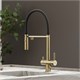 SANCOS Смеситель для кухни Imola с гибким изливом и возможностью подключения фильтра для воды, цвет брашированное золото с черным изливом, арт. SC4010BGbh SC4010BGbh