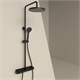 SANCOS Душевая стойка Teo c термостатом, встроенным изливом, полкой и с регулировкой по высоте штанги, c верхним душем ?250 мм , ручным душем ?100 мм, 3 режима, цвет черный матовый, арт. SC11002MB SC11002MB