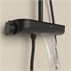 SANCOS Душевая стойка Teo c термостатом, встроенным изливом, полкой и с регулировкой по высоте штанги, c верхним душем ?250 мм , ручным душем ?100 мм, 3 режима, цвет черный матовый, арт. SC11002MB SC11002MB