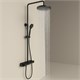 SANCOS Душевая стойка Teo c термостатом, встроенным изливом, полкой и с регулировкой по высоте штанги, c верхним душем ?250 мм , ручным душем ?100 мм, 3 режима, цвет черный матовый, арт. SC11002MB SC11002MB