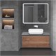 VINCEA База под накладную раковину Mesa 1000 подвесная, 1 выкатной/1 скрытый ящик soft close, T.Oak + Beton VMC-2MS100TB - фото 374013