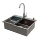 AZARIO Кухонная мойка NICOLE 500х500х220 нержавеющая сталь, в комплекте сифон, диспенсер, коландер, серая соты (AZG5050H) AZG5050H