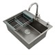 AZARIO Кухонная мойка NICOLE 500х500х220 нержавеющая сталь, в комплекте сифон, диспенсер, коландер, серая соты (AZG5050H) AZG5050H
