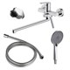 AZARIO Смеситель для ванны Alanti керамический картридж, длинный излив, с ручным душем, шланг 150 см, хром (AZ-K1732) AZ-K1732