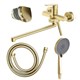 AZARIO Смеситель для ванны Alanti керамический картридж, длинный излив, с ручным душем, шланг 150 см, золото матовое (AZ-K1732MG) AZ-K1732MG