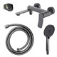AZARIO Смеситель для ванны Escaro с ручным душем, керамический картридж, шланг 150 см, графит (AZ-K3074GR) AZ-K3074GR