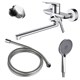 AZARIO Смеситель для ванны Lursy керамический картридж, длинный излив, с ручным душем, шланг 150 см, хром (AZ-K1749) AZ-K1749