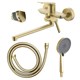 AZARIO Смеситель для ванны Lursy керамический картридж, длинный излив, с ручным душем, шланг 150 см, золото матовое (AZ-K1749MG) AZ-K1749MG
