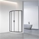 VECONI Душевой угол полукруглый, двери раздвижные Rovigo RV-01B, 800x800x1950, черный, стекло прозрачное RV01B-80-01-C7