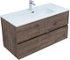 AQUANET Тумба с раковиной Алвита new 100 2 ящ. цв.дуб веллингтон табак AQUANET-335684