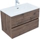 AQUANET Тумба с раковиной Алвита new 80 2 ящ. цв.дуб веллингтон табак AQUANET-335687