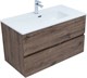 AQUANET Тумба с раковиной Алвита new 90 2 ящ. цв.дуб веллингтон табак AQUANET-335688