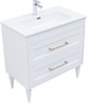 AQUANET Тумба с раковиной Бостон new 80 (Flat) цв.белый сатин, ручки золото AQUANET-347847