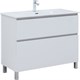 AQUANET Тумба с раковиной Вега 100 (Flat) напольная 2 ящ. цв. белый глянец AQUANET-345379