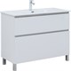 AQUANET Тумба с раковиной Вега 100 (Flat) напольная 2 ящ. цв. белый глянец AQUANET-345379